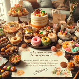 Summary of sweets and messages to apologize for missing work