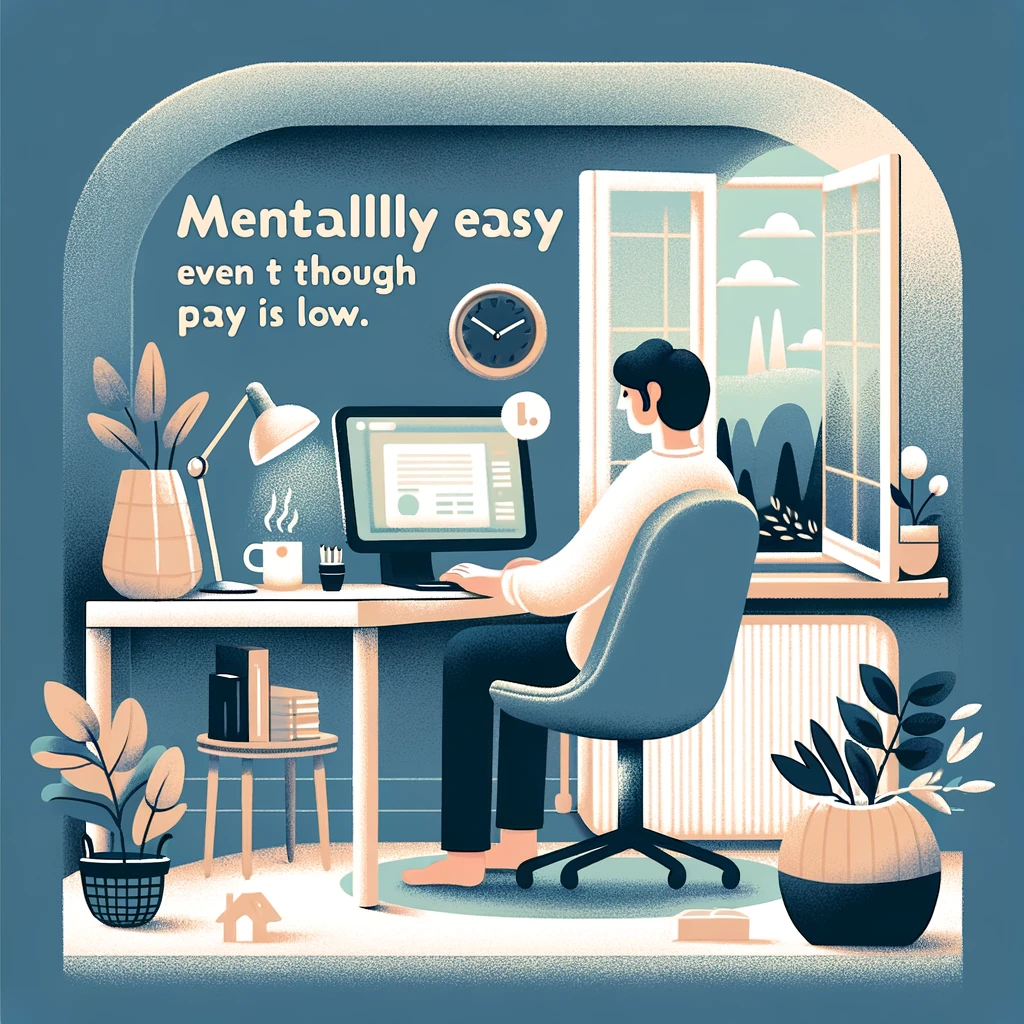 It's a mentally easy job even though the pay is low