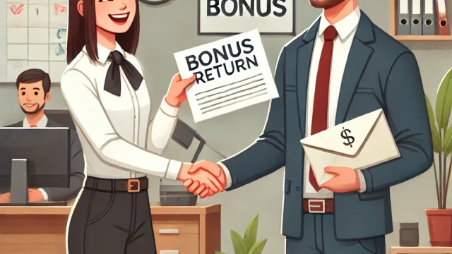 Etiquette for returning new employee bonus