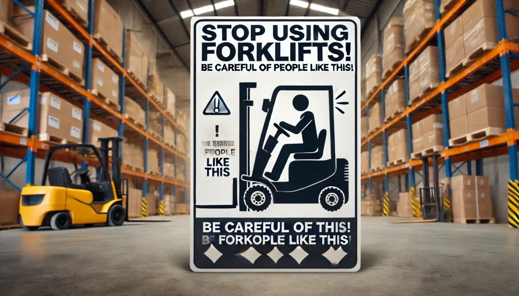 Stop using forklifts! Be careful of people like this