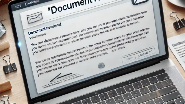 Document received email example sentence