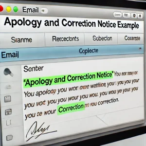 Apology and correction notice example Email writing guide