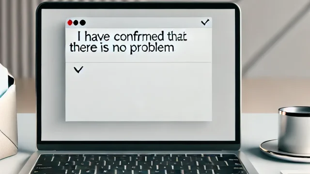 How to use the I have confirmed that there is no problem example email sentence