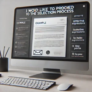 I would like to proceed to the selection process.'' Effective expressions in email examples