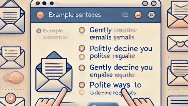 Summary of example sentences for gently declining emails