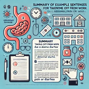 Summary of example sentences for taking time off from work due to abdominal pain or diarrhea