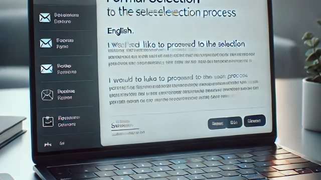 I want to proceed to the selection email example sentence