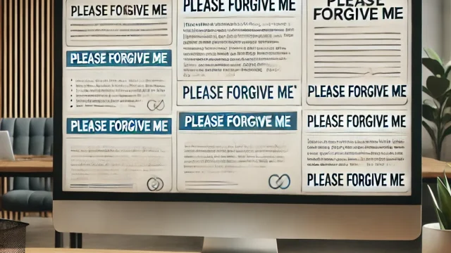 Summary of email examples for “please forgive me”