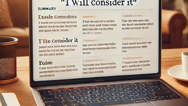 Summary of example sentences for “I will consider it” emails