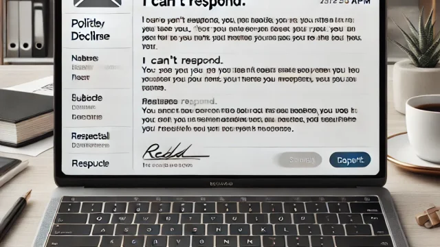 How to write a business email using the I can't respond email example sentence