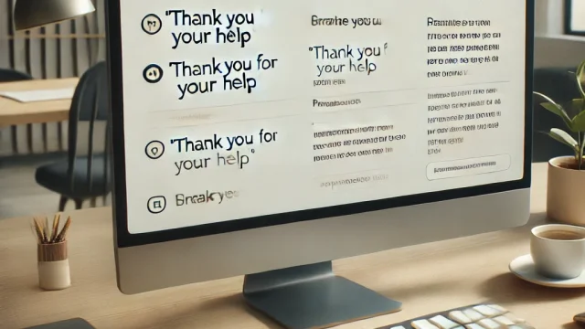 Summary of example email sentences for “Thank you for your help”