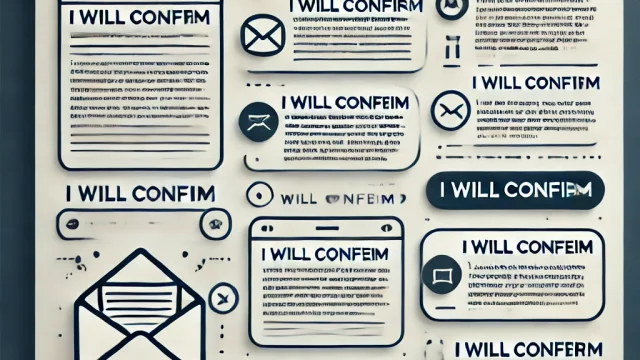 Summary of example sentences for “I will confirm” emails