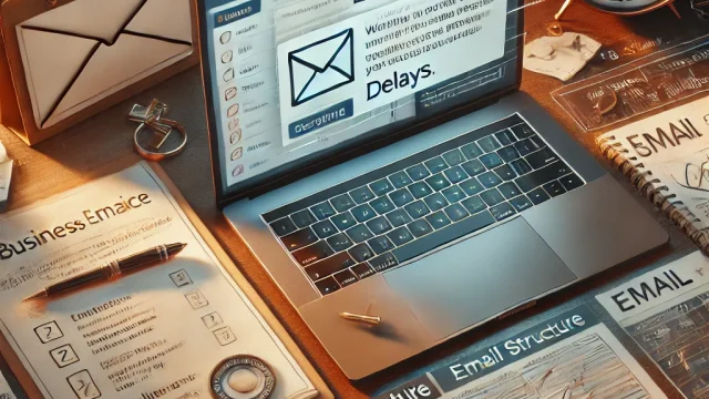 Correct way to write business emails that may be delayed and key points