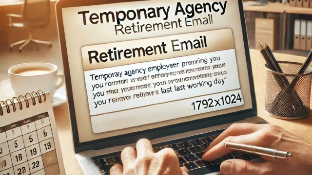 Example email for retiring from a temporary agency What to do when retiring on the last day or on the same day