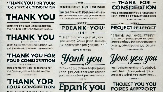 “Thank you for your consideration” example email sentences [collection of paraphrased expressions for each situation]