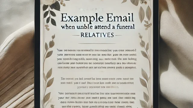 Summary Example email when unable to attend a funeral [Relatives]