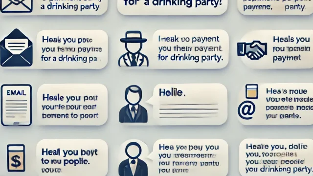 Summary of example sentences for payment email for drinking party