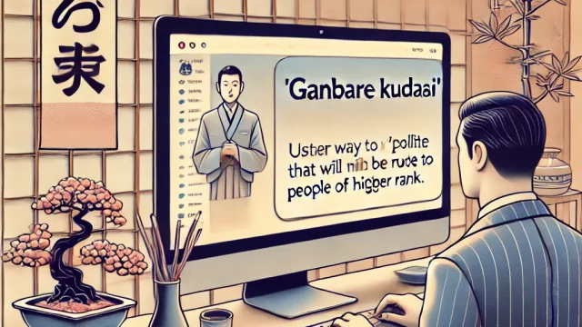 Another way to say Ganbare Kudasai (please do your best) is to use polite language that will not be rude to people of higher rank