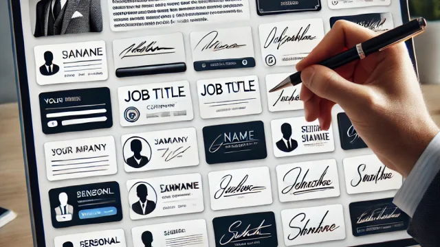 Collection of signature templates that can be used at the end of business emails