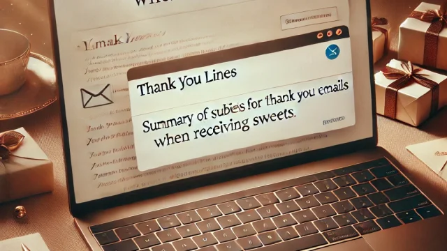 Summary of subject lines for thank you emails when receiving sweets